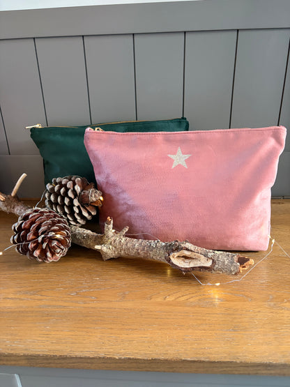 Large Recycled Velvet Star Make up Bags