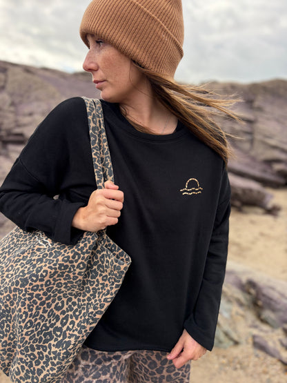 Ultra Soft Black Leopard Jumper