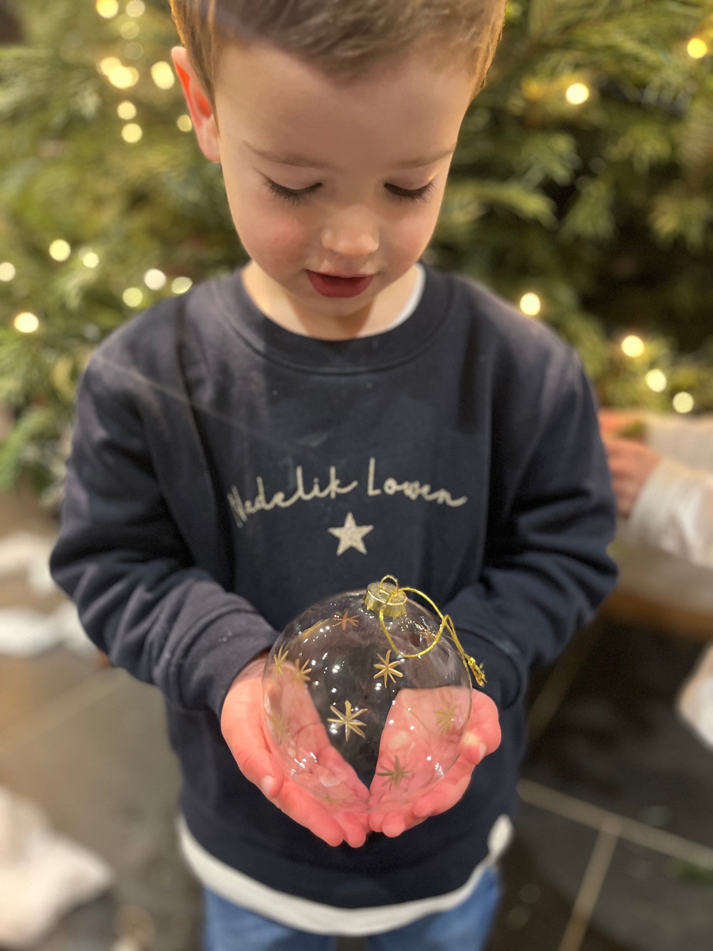 Navy Kids Nadelik Lowen Christmas Jumper