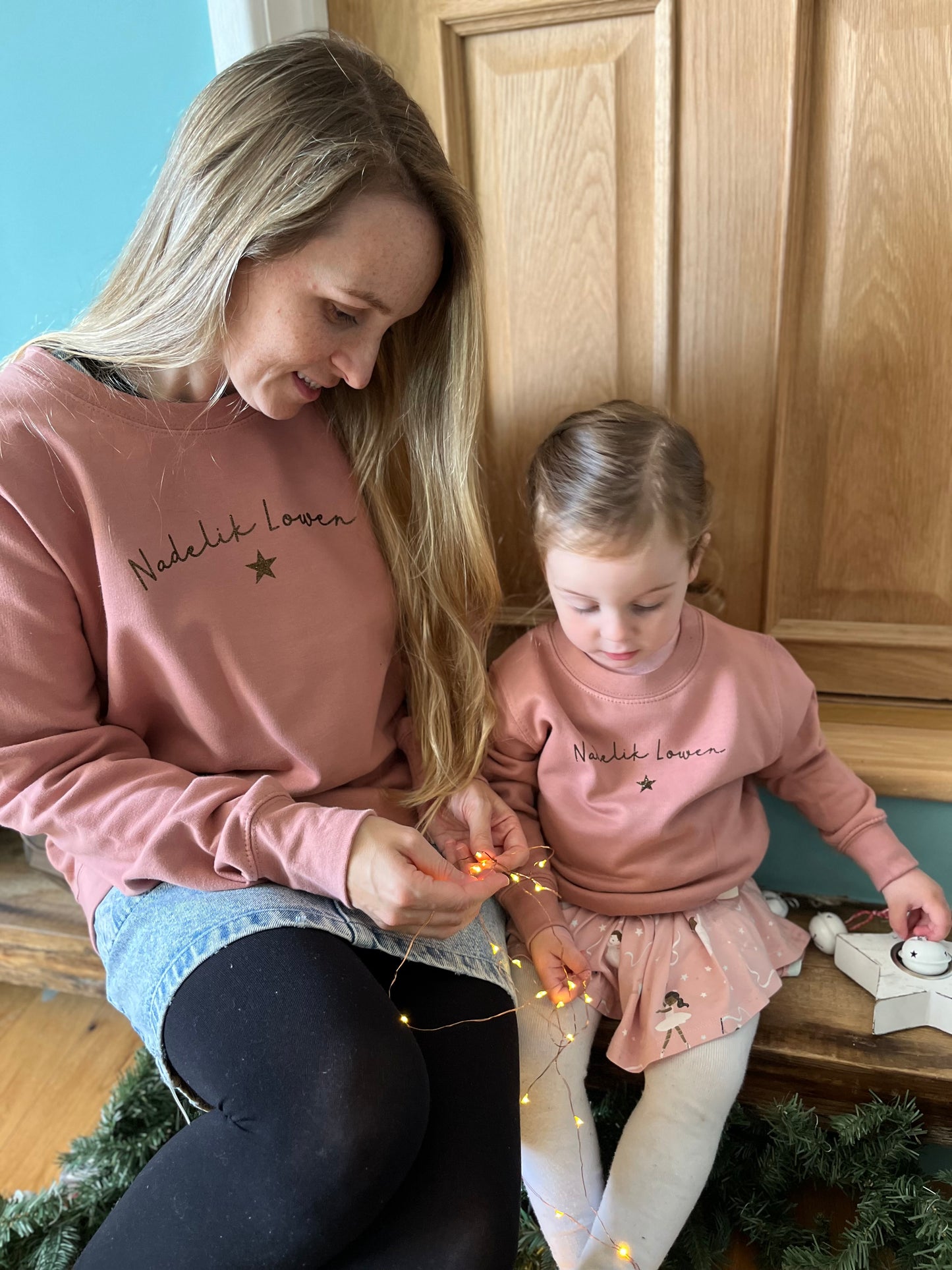 Dusty Pink Kids Nadelik Lowen Christmas Jumper