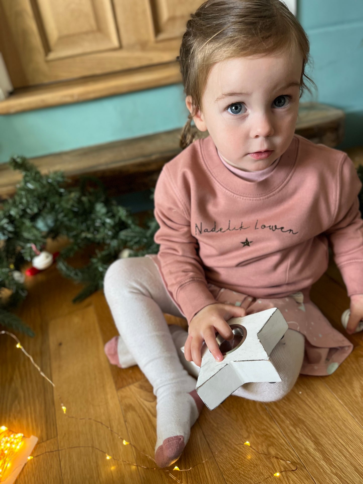 Dusty Pink Kids Nadelik Lowen Christmas Jumper