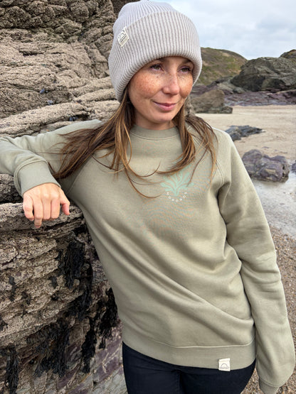 Olive Green Organic Cotton Seaweed Design Jumper