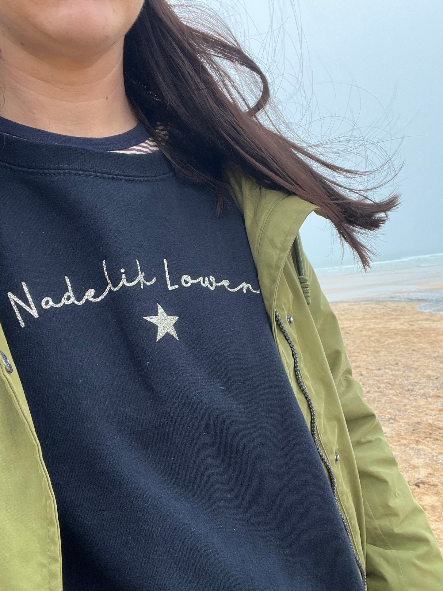 Navy Nadelik Lowen Christmas jumper