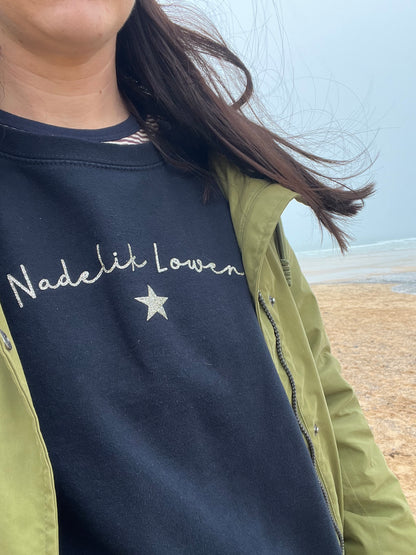 Navy Nadelik Lowen Christmas jumper