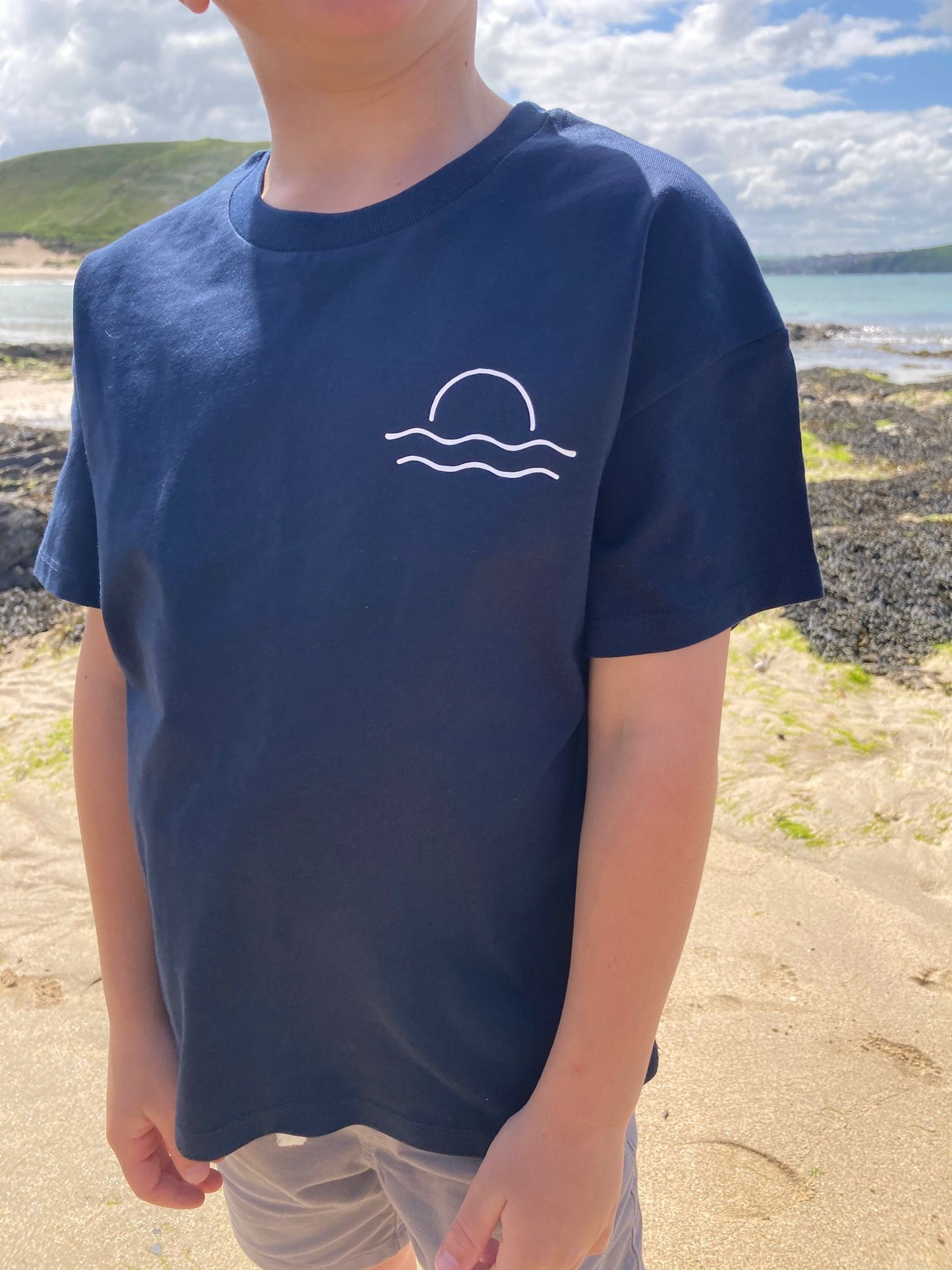 Navy Organic Cotton Surfing Dino T Shirt