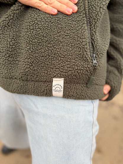 Recycled Fabric Olive Full Zip Fleece