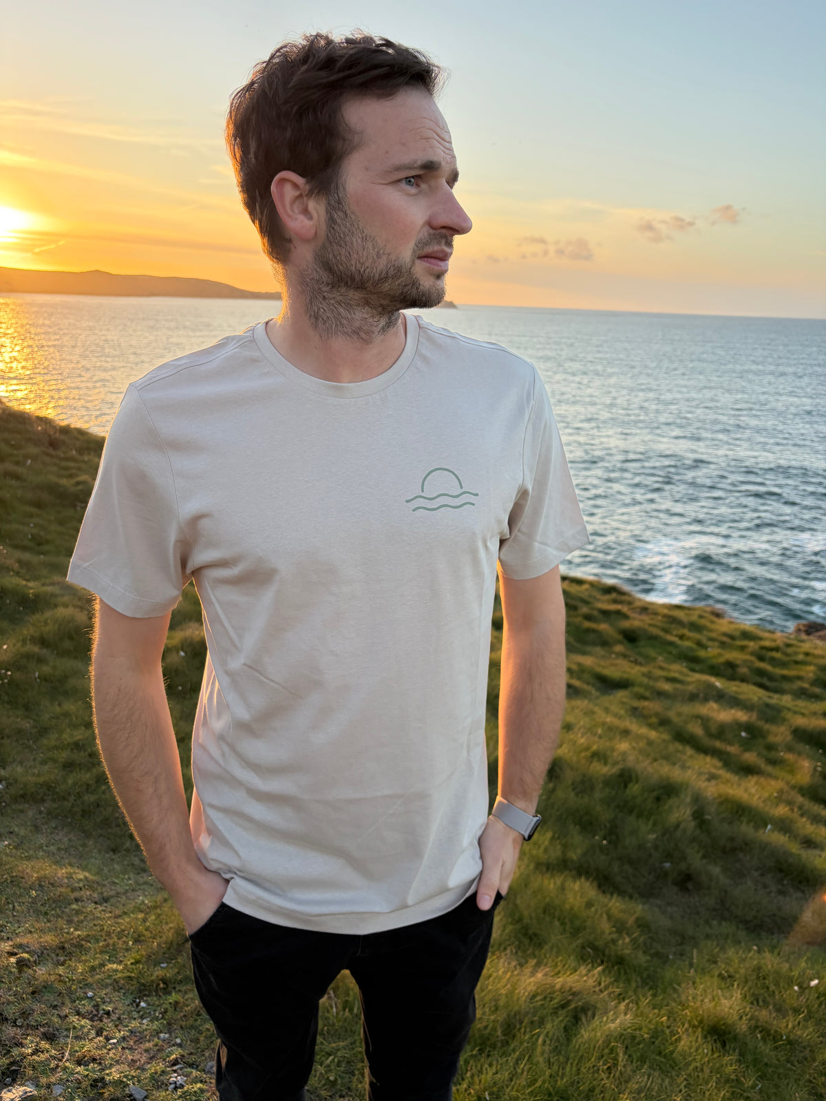 Cream and Olive Sunset Tee