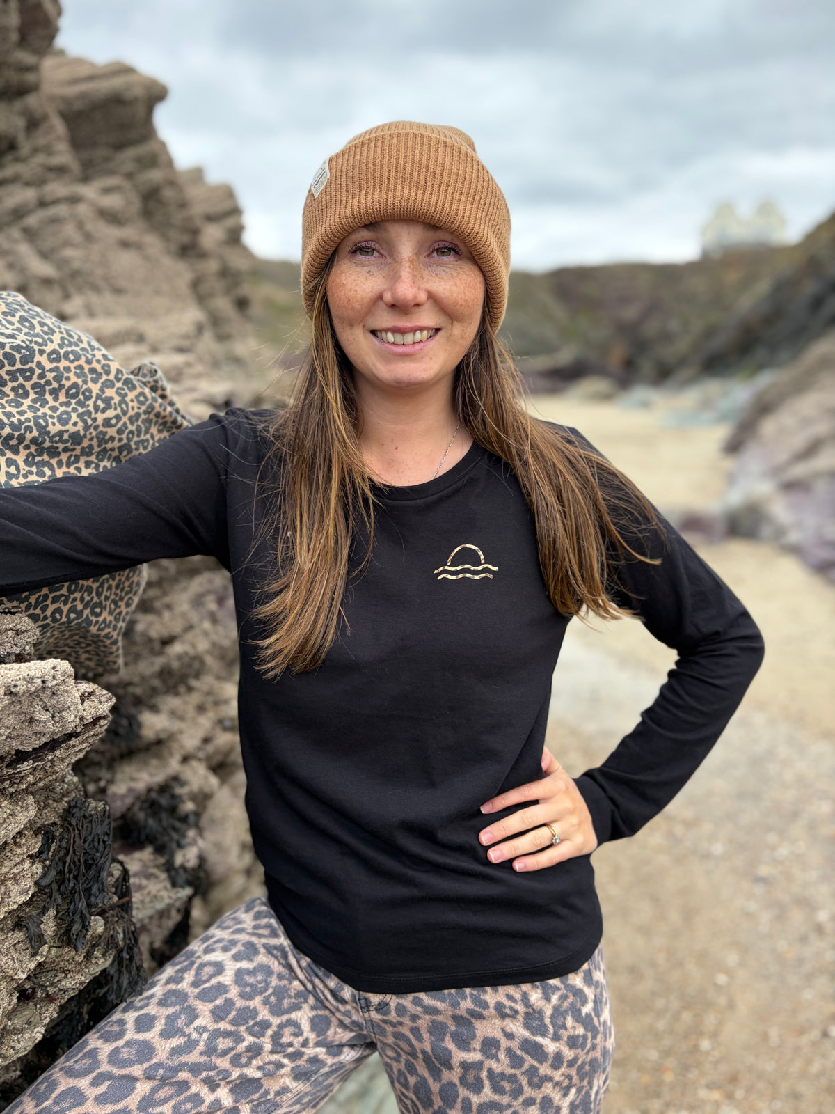 Black Leopard Sunset Long Sleeve Tee