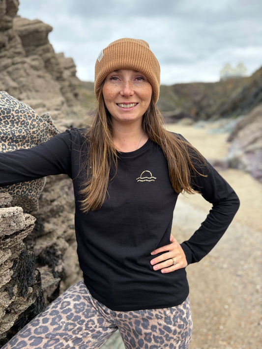 Black Leopard Sunset Long Sleeve Tee