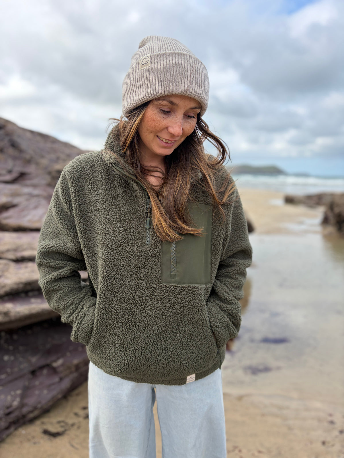 Recycled Fabric Olive 1/4 Zip Fleece