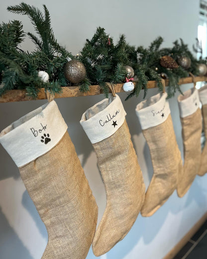 Personalised Natural Cotton and Jute Stockings