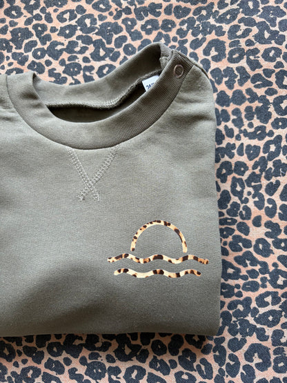 Olive and Leopard Sunset Baby Jumper