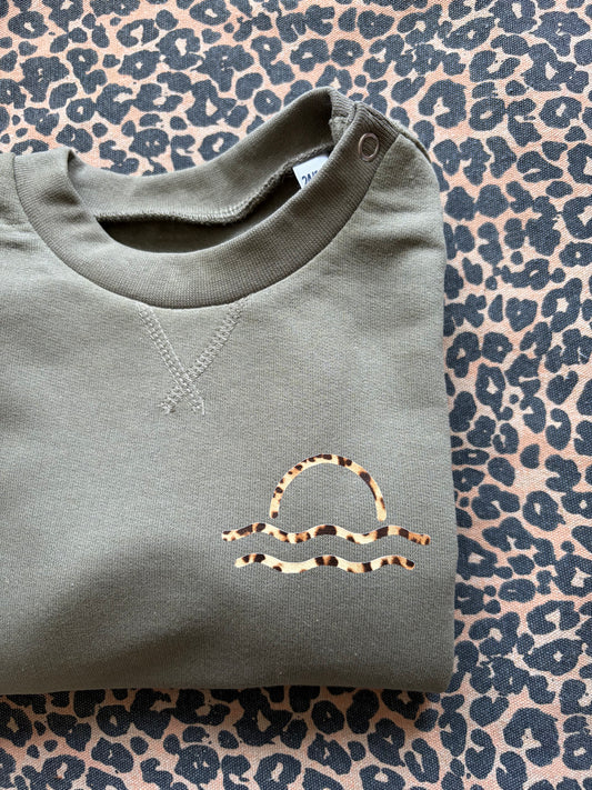 Olive and Leopard Sunset Baby Jumper