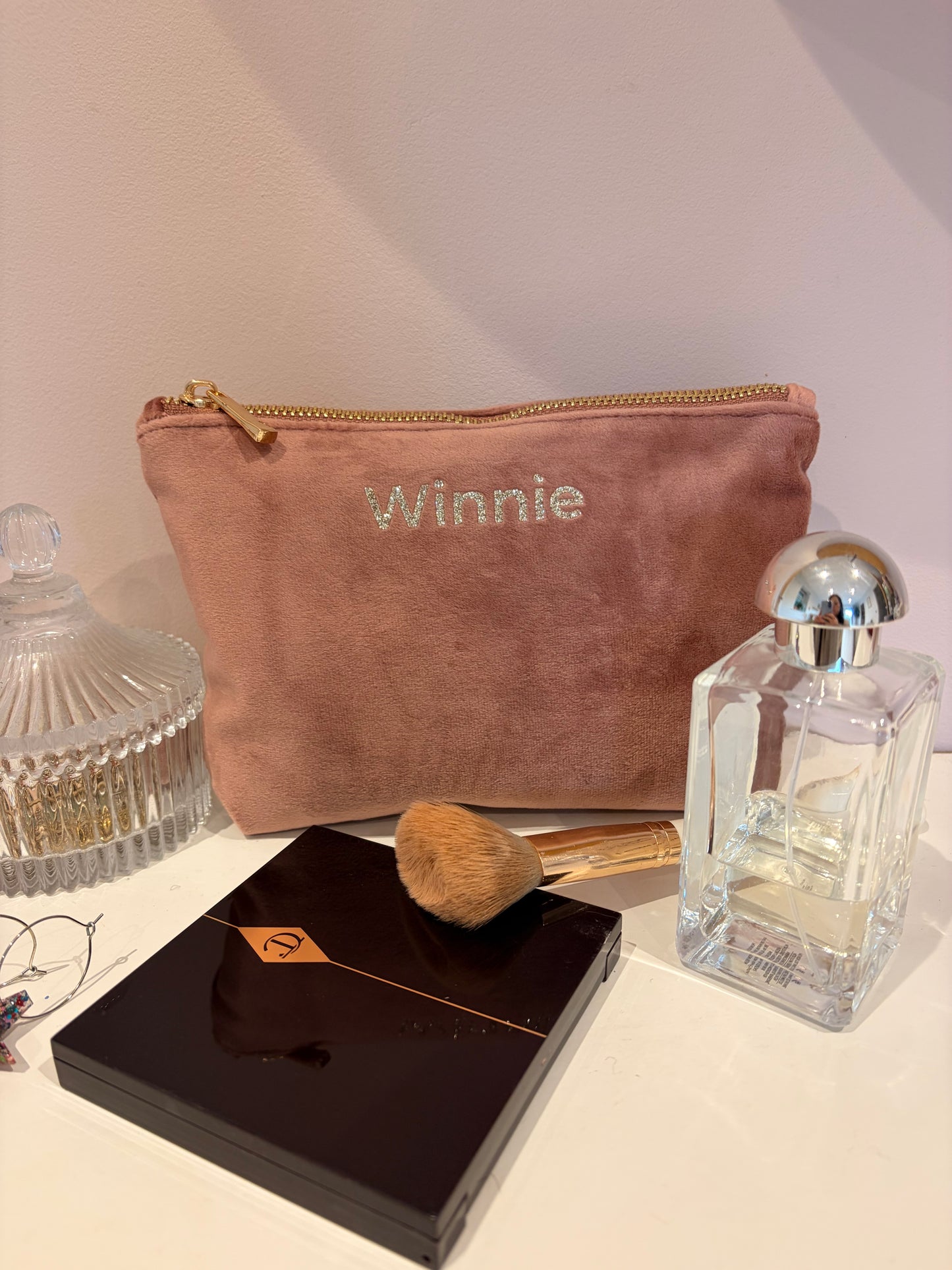 Personalised Recycled Velvet Make up Bags