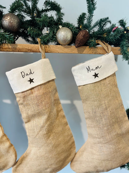 Personalised Natural Cotton and Jute Stockings