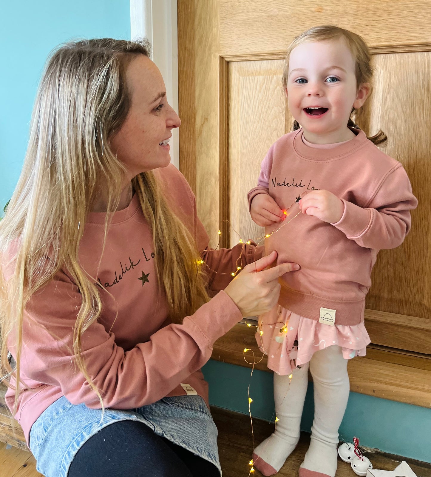 Dusty Pink Kids Nadelik Lowen Christmas Jumper