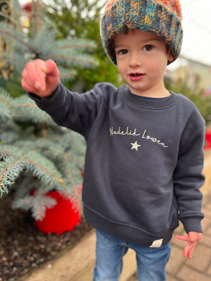 Navy Kids Nadelik Lowen Christmas Jumper
