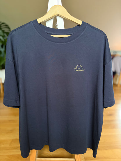 Ladies Navy Organic Cotton Boxy Tee size 12