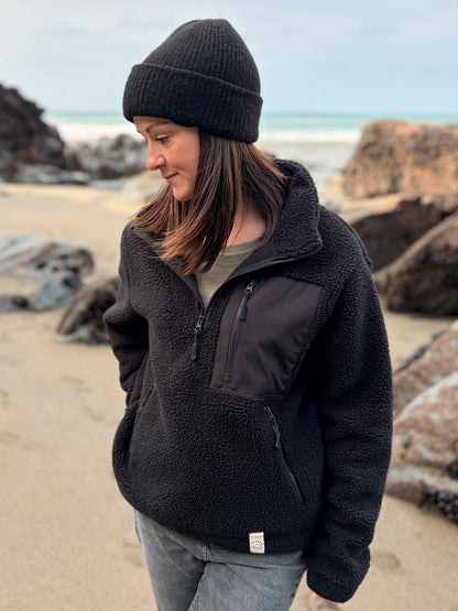 Recycled Fabric Black 1/4 Zip Fleece