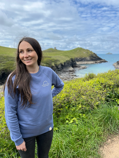 Cornflower Blue Organic Cotton Raglan Jumper