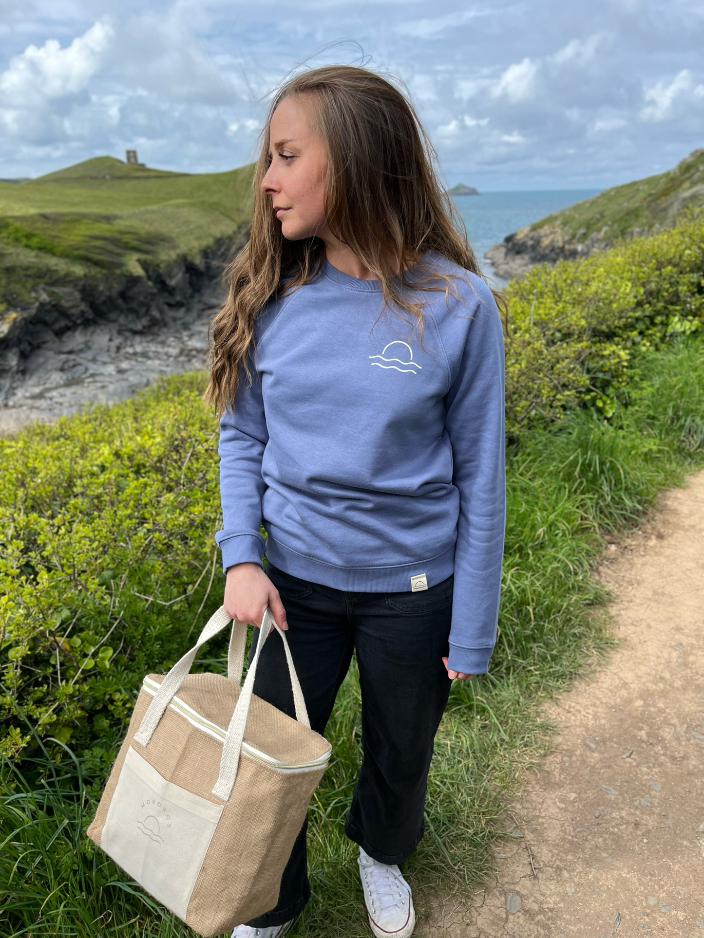 Cornflower Blue Organic Cotton Raglan Jumper