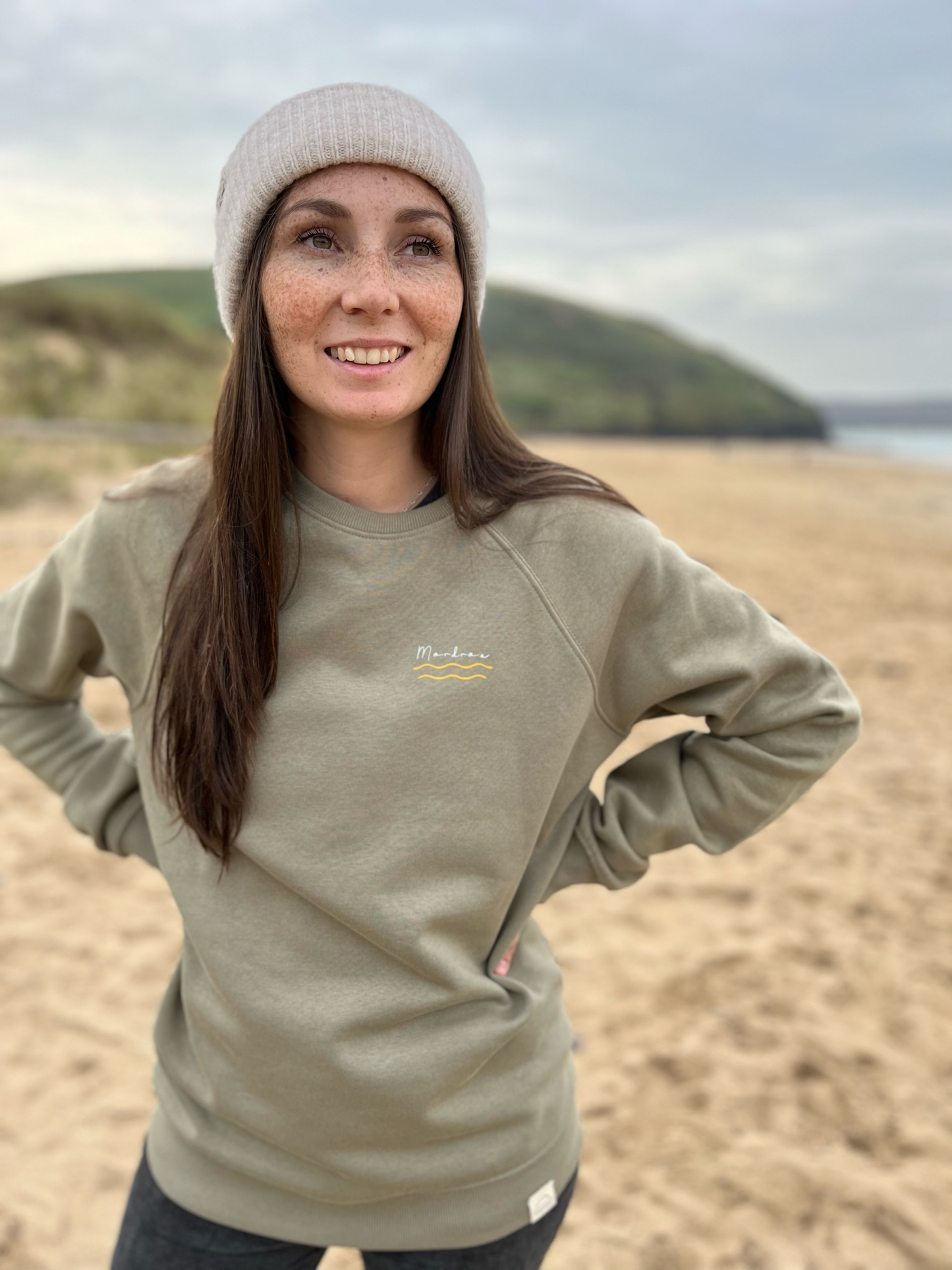 Olive Green Organic Cotton Signature Raglan Jumper