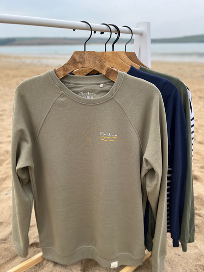 Olive Green Organic Cotton Signature Raglan Jumper
