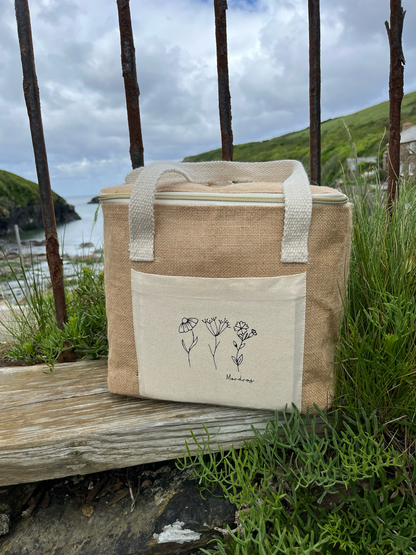 Wildflower Jute Cool Bag